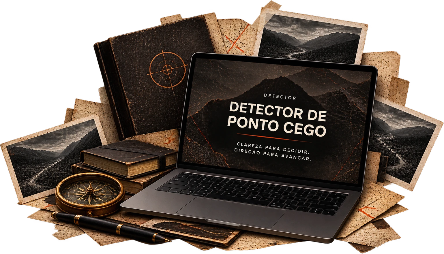 Detector de Pontos Cegos no computador, junto aos materiais de investigação